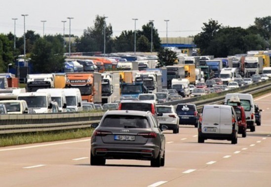 Traffic jam on the highway, border traffic